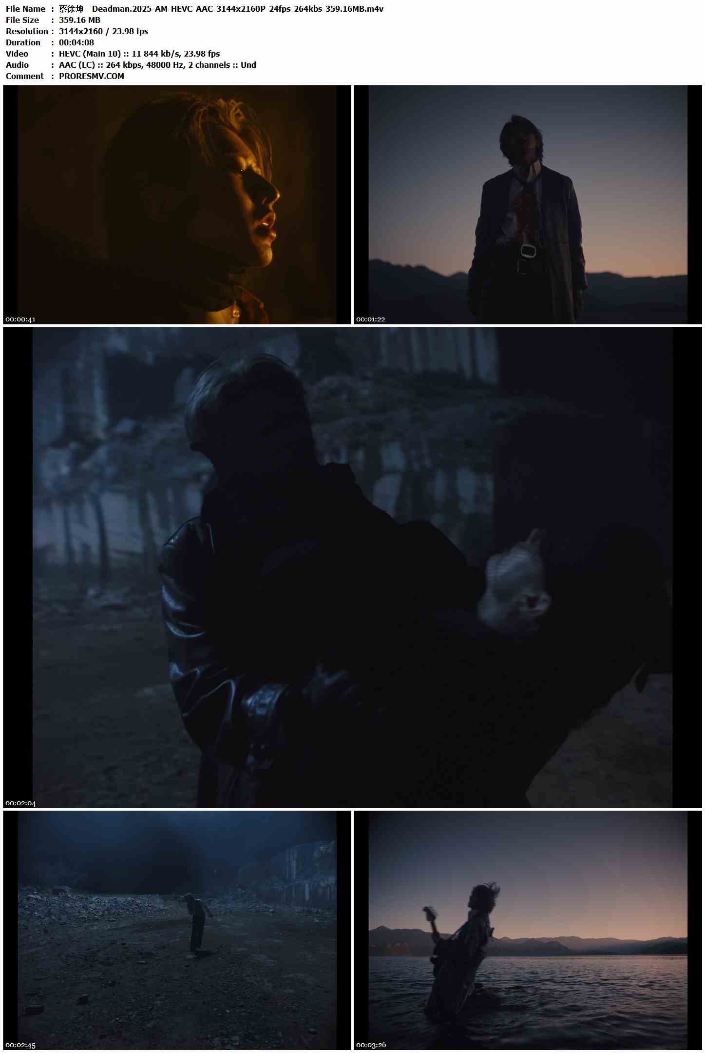 蔡徐坤 - Deadman.2025-AM-HEVC-AAC-3144x2160P-24fps-264kbs-359.16MB官方MV_高清MV